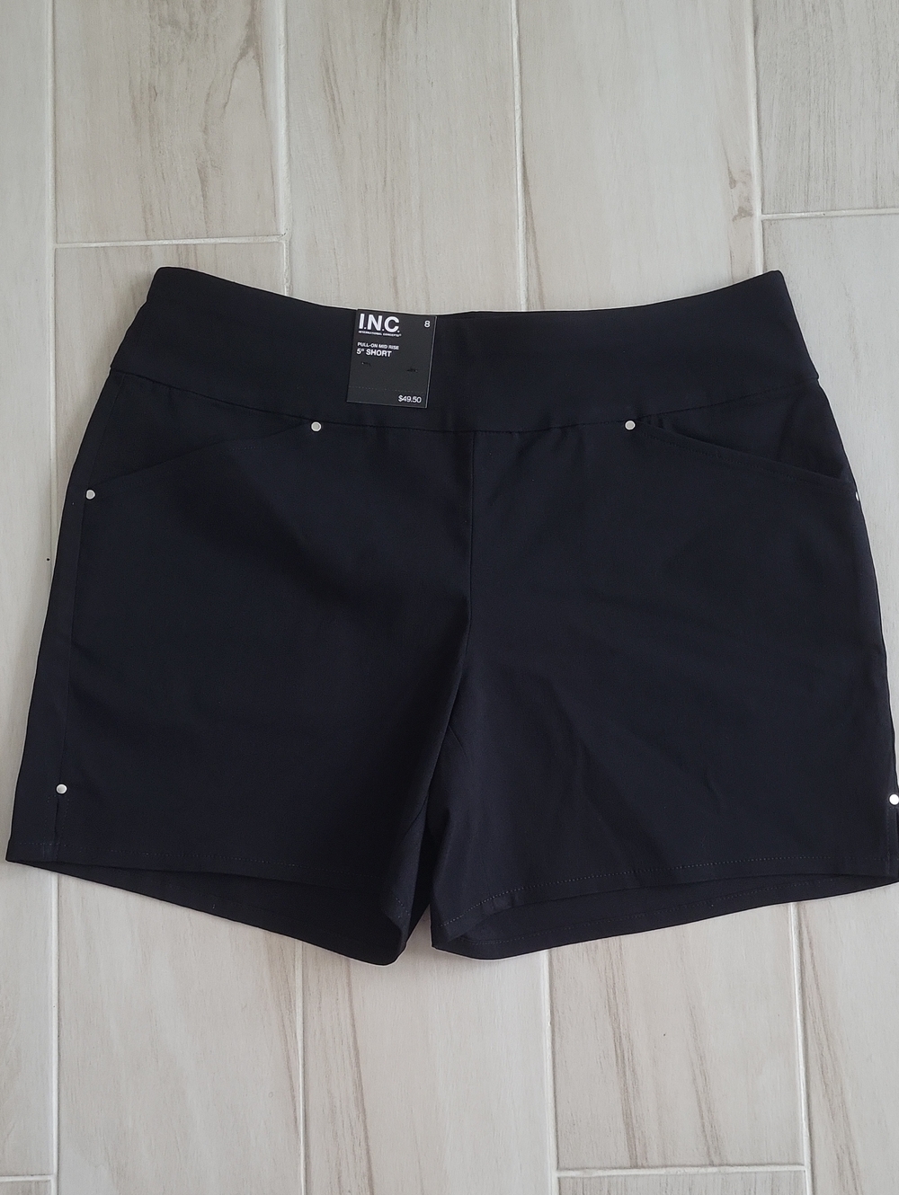 INC International Concepts Black Athletic Pull-On Shorts